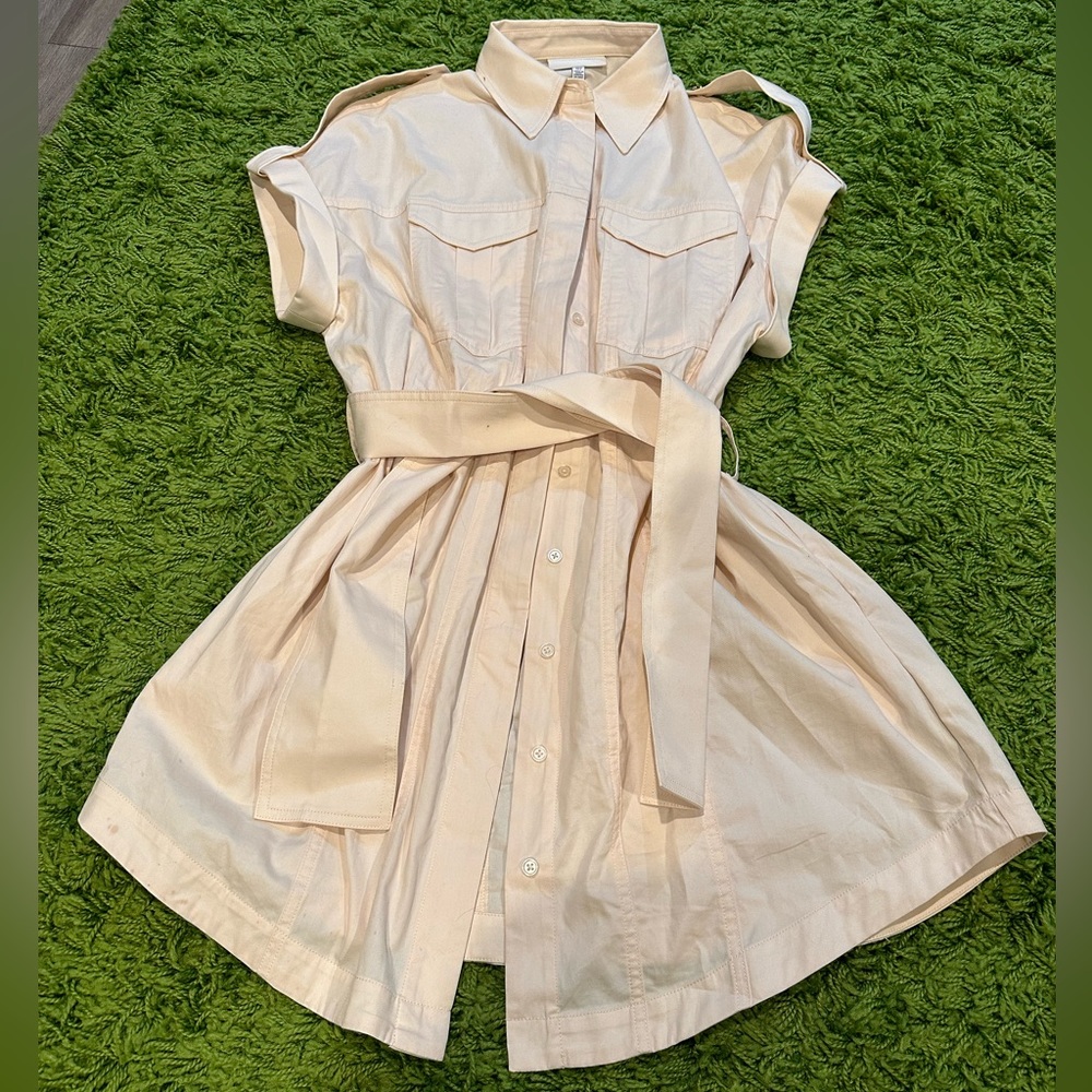 Cream Shirt Dress with Pockets!